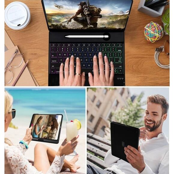 iPad Pro Keyboard Case With Rotate For iPad 12.9 Inch Pro 6th, 5th, 4th, 3rs Gen - Picture 3 of 9